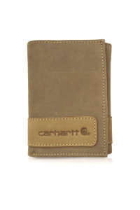carhartt Mens Standard Trifold, Durable Wallets, Available in Leather and canvas Styles, Two-Tone (Brown), One Size