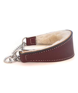 Sheepskin Lined Leather Martingale Dog collar 1.75in wide by 14in - Burgundy