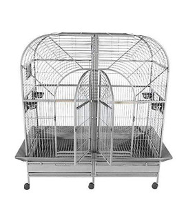 A&E Cage Co. Double Macaw Cage with Removable Divider, 64 x32, Platinum (6432 Platinum)