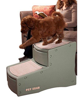 Pet Gear Easy Step II Pet Stairs, 2 Step for Cats/Dogs up to 150 Pounds, Portable, Removable Washable Carpet Tread, 2-Step, Sage, 22.5x16x16 Inch (Pack of 1) (PG9720SG)