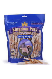 Kingdom Pets Filler Free Chicken Jerky & Rawhide Wraps, Premium Treats for Dogs, 16-Ounce Bag