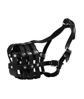 Dean and Tyler Leather Basket Muzzle, Size No. F - French Bulldog
