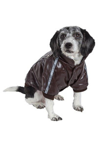 Pet Life Wuff-Rider Leather Fashion Dog Jacket - Fall And Winter Dog Coat For Small Medium And Large Dogs - Pet Coat With Collar
