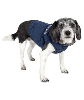 TOUCHDOG Waggin Swag Fashion Designer Reversible 3M Insulated Pet Dog Coat Jacket, X-Small, Blue / Grey