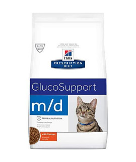 Hills Prescription Diet m/d GlucoSupport Chicken Flavor Dry Cat Food, Veterinary Diet, 4 lb bag