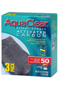 AquaClear 50 Activated Carbon Inserts, Aquarium Filter Replacement Media, 3-Pack, A1384