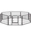Pet Playpen Exercise Pen Dog fence Animal Kennel Cage Yard Travel Camping Wire Metal Portable Folding Indoor Outdoor Crate for Dogs with Door 24inches 8 panels and 16 panels (6424 inches, Black)