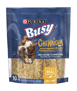 Purina Busy Rawhide Smallmedium Breed Dog Bones, Chewnola With Oats & Brown Rice - 10 Ct. Pouch