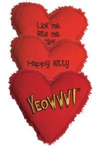 Yeowww Heart Attack Pack: 3X 100% Organic Catnip Heart Cat Toys Each With A Different Phrase