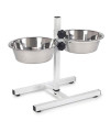 Pro Select Stainless Steel Adjustable Dog Diner Bowl with Two Pet Food Bowls