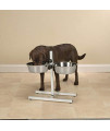 Pro Select Stainless Steel Adjustable Dog Diner Bowl with Two Pet Food Bowls