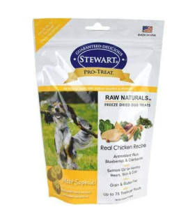 Stewart Pro-Treat Raw Naturals, Freeze Dried Chicken Recipe Dog Treats, 4 oz. Resealable Bag