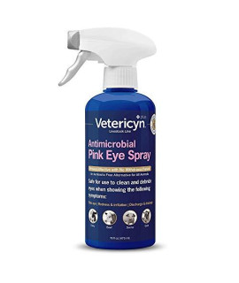 Vetericyn Plus Pink Eye Spray. Safe and Effective Relief for Redness, Irritation, Discharge and Drainage. No Stinging or Burning. for Cats, Dogs, Livestock and More. (16 oz 473 mL)