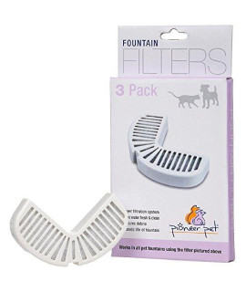 Pioneer Pet Replacement Filters for Ceramic & Stainless Steel Fountains, Raindrop Filters (3 Filters)