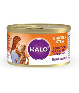 Halo Wet Cat Food, Grain Free Cat Food, Adult, Chicken Stew 3oz Can (Pack of 12)