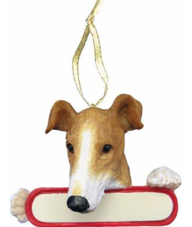 Greyhound Ornament Tan and White Santas Pals With Personalized Name Plate A Great Gift For Greyhound Lovers