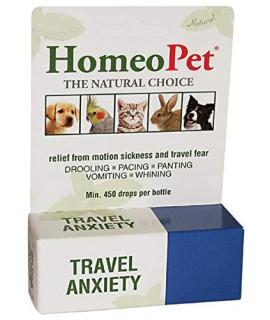 HomeoPet Travel Anxiety Relief for Pets 450 Drops per Bottle (1 Pack)