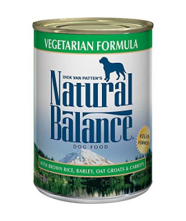 Natural Balance Vegetarian Formula Wet Dog Food, with Brown Rice, Barley, Oat Groats & Carrots, 13 Ounce Can (Pack of 12), Vegan