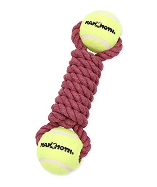 Mammoth Pet Products Flossy Chews Twister Toy w/Tennis Balls  Cotton-poly Dog Rope Ball Toy  Interactive Rope Toy  Strong Dog Rope and Ball Toy  Interactive Ball Toy for Dogs. Large 12