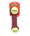 Mammoth Pet Products Flossy Chews Twister Toy w/Tennis Balls  Cotton-poly Dog Rope Ball Toy  Interactive Rope Toy  Strong Dog Rope and Ball Toy  Interactive Ball Toy for Dogs. Large 12