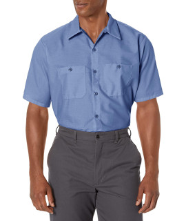 Red Kap Mens Standard Industrial Work Shirt, Regular Fit, Short Sleeve, Petrol Blue, Medium