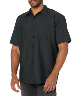 Red Kap Mens Standard Industrial Work Shirt, Regular Fit, Short Sleeve, charcoal, X-Large