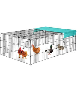 BestPet 72 x 48 Large Metal Chicken Coop, Chicken Run Outdoor Walk-in Poultry Cage Duck Coop Pet Playpen w/Door & Cover Rabbit Enclosure for Backyard Farm