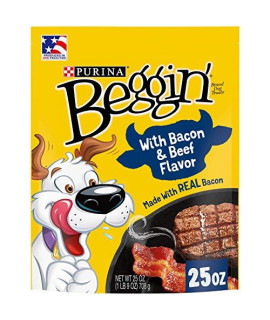 Purina Beggin Strips Made in USA Facilities Dog Treats, Bacon & Beef Flavors - (4) 25 oz. Pouches