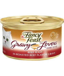 Purina Fancy Feast Gravy Wet Cat Food, Gravy Lovers Beef Feast in Roasted Beef Flavor Gravy - (24) 3 oz. Cans