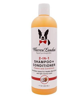 Warren London 2in1 Pet Shampoo and Conditioner for Dogs, Puppys, & Cats | Best Dog Shampoo and Conditioner for Dry Itchy Skin | Dandruff Shampoo for Dogs | Made in USA | 17oz