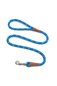 Mendota Pet Snap Leash - British-Style Braided Dog Lead, Made in The USA - Night Viz Blue, 12 in x 4 ft - for Large Breeds