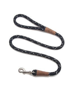 Mendota Pet Snap Leash - British-Style Braided Dog Lead, Made in The USA - Night Viz Black, 12 in x 4 ft - for Large Breeds