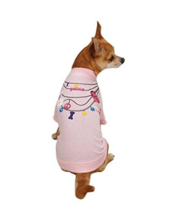 East Side Collection Polyester/Cotton Necklace Dog Tee, XX-Small, 8-Inch, Pink