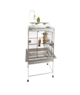 A&E cage company 32 X 23 Play Top Bird cage in Stainless Steel Silver