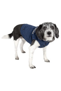 TOUcHDOg Waggin Swag Fashion Designer Reversible 3M Insulated Pet Dog coat Jacket, Small, Blue grey