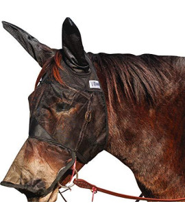 cashel Quiet Ride Mule Fly Mask with Long Nose and Ears Black Mule Horse