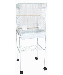 YML 5824 3/8 Bar Spacing Square Top Bird Cage with Stand, 18 x 14/Small, White
