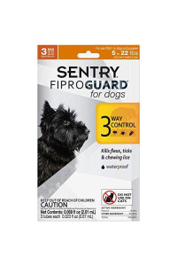 SENTRY Fiproguard for Dogs, Flea and Tick Prevention for Dogs (5-22 Pounds), Includes 3 Month Supply of Topical Flea Treatments