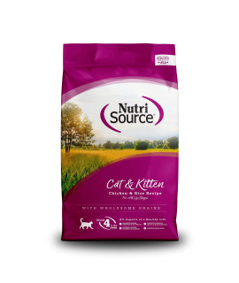 NutriSource cat & Kitten Food Made with chicken and Rice with Wholesome grains 16LB Dry cat Food