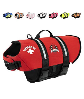 Paws Aboard Dog Life Jacket, Neoprene Dog Life Vest for Swimming and Boating - Red