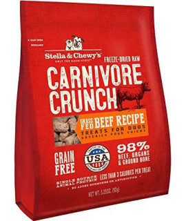 Stella & Chewys Carnivore Crunch Beef, Freeze-Dried Dog Treats 3.25oz bags (Pack of 3)