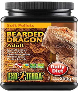 Exo Terra Bearded Dragon Food, Soft Pellets for Reptiles, Adult, 8.8 Oz., PT3217