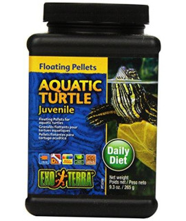 Exo Terra Juvenile Aquatic Turtle Food, Floating Pellets for Reptiles, 9.3 Oz., PT3249