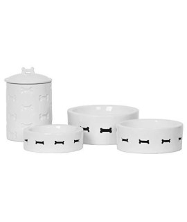 Unleashed Life Bone Appetit Collection  Porcelain Dog & Cat Bowl for Food/Water