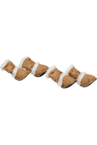 PET LIFE 'DUGGZ' Shearling 3M Insulated Sherpa linned Fashion Designer Pet Dog Shoes Boots Booties, Medium, Brown & White