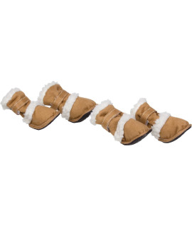 PET LIFE 'DUGGZ' Shearling 3M Insulated Sherpa linned Fashion Designer Pet Dog Shoes Boots Booties, Medium, Brown & White