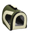 PET LIFE Airline Approved Collapsible Zippered Folding Sporty Mesh Travel Fashion Pet Dog Carrier Crate, Medium, Green & Khaki