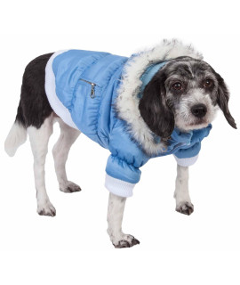 Pet Life classic Metallic Winter Dog coat with Zippered Removable Fur Hood - Dog Jacket Features 3M Thinsulate Insulation Warming Technology - Dog clothes Sizing fits Small Medium and Large Dogs