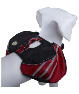 Pet Life DPF57014 Ballistic Nylon Everest Dog Backpack Medium Redgray