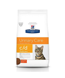 Hills Prescription Diet c/d Multicare Urinary Care with Chicken Dry Cat Food, Veterinary Diet, 4 lb. Bag